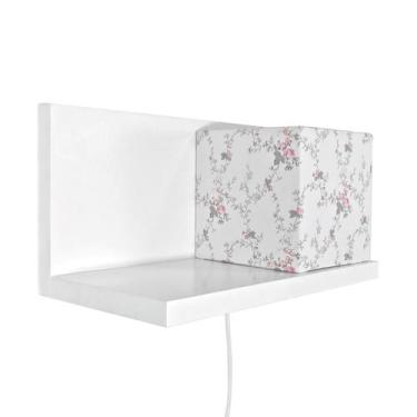 Imagem de Arandela Prateleira Branca Cubinho Rosa Quarto Bebê Infantil Menina - 