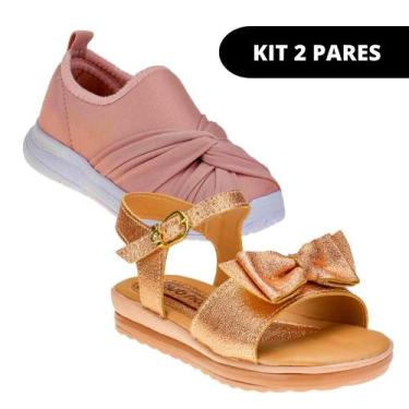 Imagem de Kit 2 Pares Sandália Tênis Infantil Sapatenis Feminino Menina Escolar 
