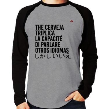 Imagem de Camiseta Raglan The cerveja triplica la capacité di parlare otros idio