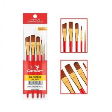 Imagem de Kit Pincel Artístico Prático Condor Ref 5503 - 5 Pincéis
