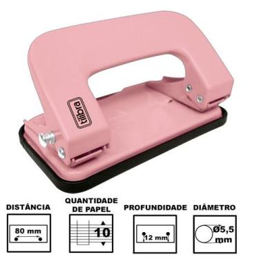 Imagem de Perfurador De Papel Tilibra P200 Rosa Com 2 Furos Até 10 Folhas Ref: 2