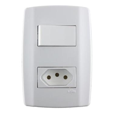Imagem de Kit Interruptor Simples + Tomada 20a 4x2 Ilumi Slim