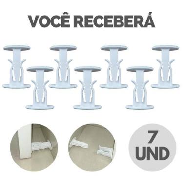 Imagem de Kit Trava De Porta Batente Fixador Prendedor Adesivo Amortece Impacto 