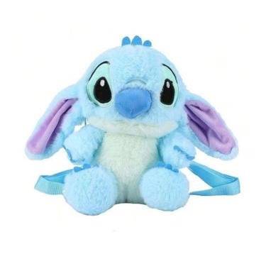 Imagem de Mochila Infantil Menina Escolar Fofa De Pelúcia Stitch Azul