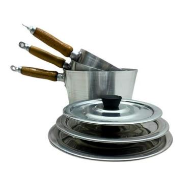 Imagem de Conjunto/ Jogo de Panelas 3pçs Alumínio Grosso 14-16-18cm - Alumínio F