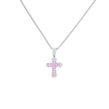 Imagem de GIGB PBDK Colar feminino com pingente de cruz de zircônia cúbica ajustável, crucifixo de strass, colar de cruz exagerada, joias religiosas, presentes, Large, Metal, Sem Pedra Preciosa
