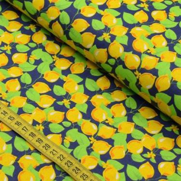 Imagem de Tecido Estampado para Patchwork - Pomar : Limão Fundo Marinho (0,50x1,