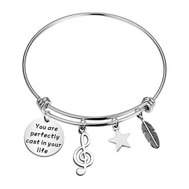Imagem de WSNANG Broadway Musical Inspirado Letras Presente You Are Perfectly Cast In Your Life Pulseira Broadway Musical Fans Gift, 2.4inches, Aço inoxidável, aço inoxidável