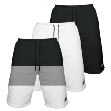 Imagem de Kit 3 Bermudas Moletom Masculina com 3 Bolsos Fenda Lateral Short Bási