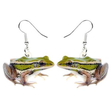 Imagem de DUOWEI Lindo brinco de sapo sentado, joia pendente de acrílico para mulheres, adolescentes, crianças, presentes de estética
