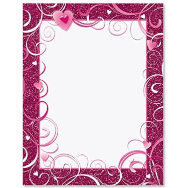 Imagem de Paperdirect Papel de papelaria romântico com tema de noivado vermelho e rosa, papel de borda, papel timbrado 21 x 27 folhas, papel de escrita premium elegante, papel decorativo para impressora