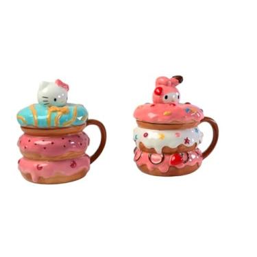 Imagem de Canecas Hello Kitty and My Melody Donut, 16,5 cm C x 14 cm L x 16,325 cm A, conjunto de 2 criado por Blue Sky Clayworks