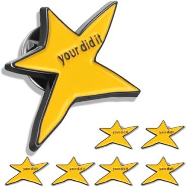 Imagem de Pacote 10/20/50/100 - Alfinetes de lapela esmaltados estrela amarela a granel - Your Did It Emblemas de alfinetes inspiradores broches engraçados presentes de formatura para colegas de trabalho