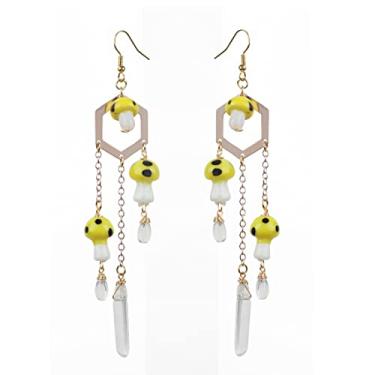 Imagem de ZKBKJSPZJB Princesa cogumelo // brincos de cogumelo. Brincos da floresta. Brincos holográficos ………, Metal Madeira, Latão