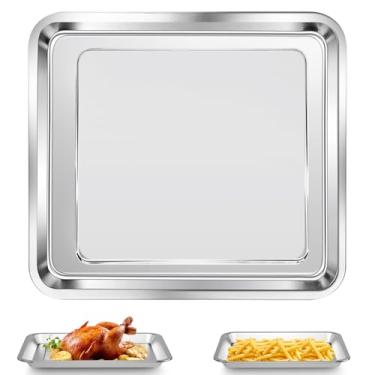 Imagem de Frigideira Air Fryer Assadeira para Nuwave Bravo 12 em 1 21 Qt Air Fryer Torradeira Forno, 29 cm * 26 cm Air Fryer Grill Pan Grill Plate Crisper Plate Rack Peças Acessórios Bandeja, Aço Inoxidável