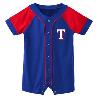 Imagem de Outerstuff Macacão unissex MLB para bebês recém-nascidos e bebês de 0 a 24 meses Little Slugger Body Body (Texas Rangers, 3/6 meses)