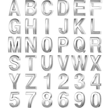 Imagem de Outus 36 peças de caixa de correio 3D número 0-9 adesivos e letras símbolos alfabeto adesivo caixa de correio casa metal endereço rua adesivos para apartamento residência e placas (5 x 1,2 polegadas)