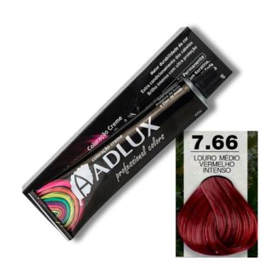 Imagem de Coloração Creme Adlux 7.66 Louro Médio Vermelho Intenso 60g - Fundo de Pigmento Azul nas Cores Base.