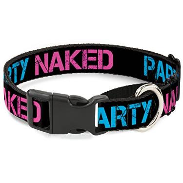 Imagem de Buckle-Down Coleira para cães Party Naked Martingale, preta/turquesa/fúcsia, 2,54 cm de largura - serve para pescoços de 28-43,18 cm - Médio
