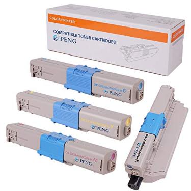 Imagem de Cartucho de toner compatível com Kuncheng para impressoras OKI Okidata C332 C332dn MC363 MC363dn substituição para 46508704 46508703 46508702 46508701 K/3.500 páginas e CMY/3000páginas (pacote com 4 cores
