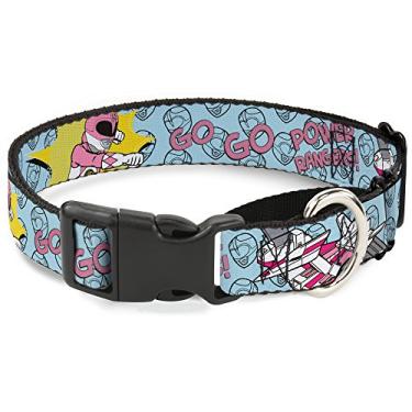 Imagem de Buckle-Down "Pink Ranger Power Rangers! Coleira de cachorro Martingale, azul bebê/rosa, 2,5 cm/38-66 cm/Grande