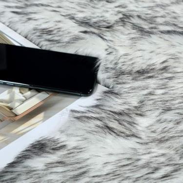 Imagem de Tapete macio e fofo para quarto, tapete de pele, tapete de cabeceira para crianças, almofadas de sofá de pele de carneiro, tapete peludo para sala de estar, BRANCO COM PONTA CINZA, 120x160cm