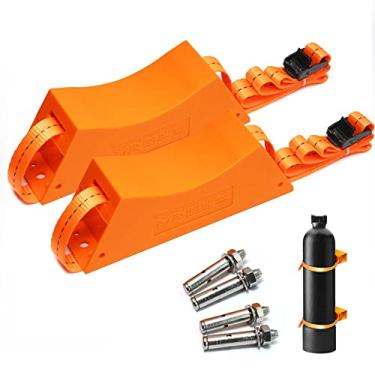 Imagem de YUFANYA Suporte de Parede para Cilindro, Suporte para Tanque de Propano de Nitrogênio para Serviço Pesado com Parafusos de Expansão de Instalação e Cinta de 59" com Suporte de 4" A2Pcs Laranja,Laranja