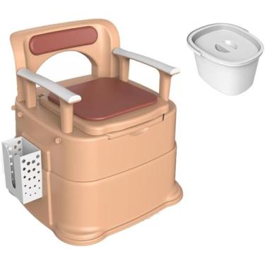 Imagem de Cadeira perfurada ajustável em altura Cadeira cómoda de cabeceira móvel 3 em 1 antiderrapante e anti-capotamento adequada para pessoas com idosos e outros Branco Azul