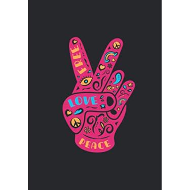 Imagem de Notizbuch A5 liniert mit Softcover Design: Peace Love Harmony Victory Handzeichen Frieden Zeichen: 120 linierte DIN A5 Seiten