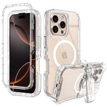 Imagem de I-HONVA Capa transparente para iPhone 16 Pro Max [não amarela] [compatível com MagSafe] à prova de choque com 3 camadas de proteção total resistente para Apple iPhone 16 Pro Max de 6,9 polegadas