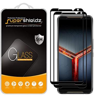 Imagem de (Pacote com 2) Supershieldz para Asus ROG Phone 2/ROG Phone II (ZS660KL) Película de vidro temperado (cobertura total da tela) antiarranhões, sem bolhas (preto)