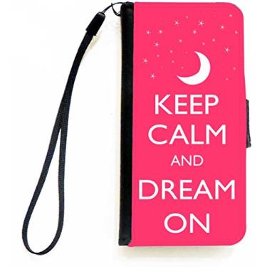 Imagem de Rikki Knight Keep Calm and Dream On - Capa tipo carteira flip rosa tropical com aba magnética para Apple iPhone 5c