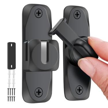 Imagem de Fechadura de porta de celeiro, trava deslizante de 180 graus, trava de portão para porta de celeiro, porta deslizante, porta para animais de estimação, garagem, banheiro, janela, ao ar livre (preto)