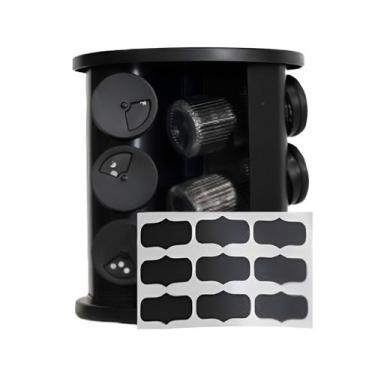 Imagem de Porta temperos e Condimentos Giratório Com 9 Potes de vidro Preto - Be