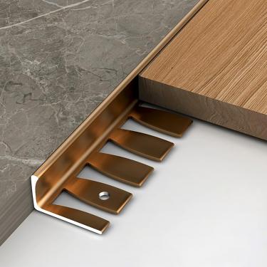 Imagem de Tira de borda de telha de alumínio 135 cm perfil L guarnição de ângulo de trilho dobrável para piso e azulejos de parede, protetor de borda para revestimentos de piso de 12,5-15 mm de altura