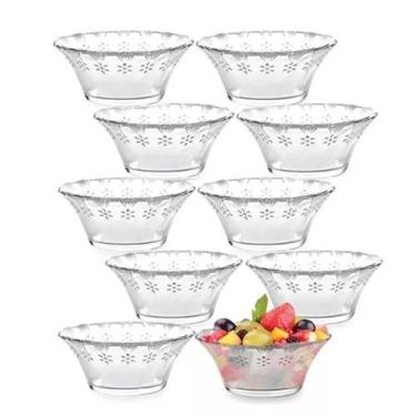 Imagem de Jogo de Sobremesa 10 Taças Mini Bowl Vidro Transparente Cotton 100ml E