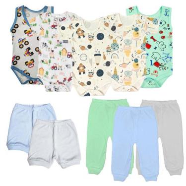 Imagem de Kit Roupa Bebê Recém Nascido Verão 10 Pçs Enxoval Body Short - Koala B