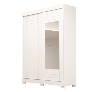 Imagem de Guarda Roupa Solteiro França Com Espelho 2 Portas 100% Mdf Linhamobília Branco
