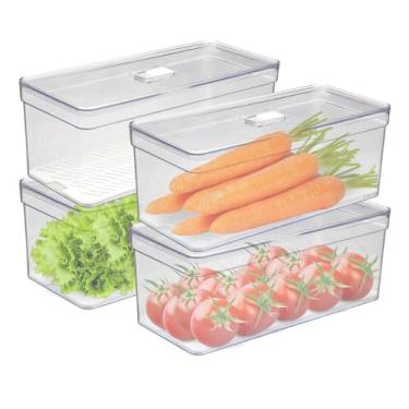 Imagem de Organizador de Geladeira Armario Cozinha 6,8L Acrilico Para Frutas Legumes e Vegetais (Kit 4, Tela)