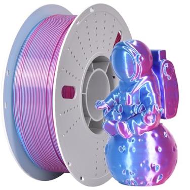 Imagem de PINBALL Filamento PLA de seda 1,75 mm vermelho azul duas cores PLA filamento para impressora 3D 2 em 1 coextrusão 1 kg carretel (1.0 kg) filamento de impressão 3D precisão dimensional +/- 0,03 mm,