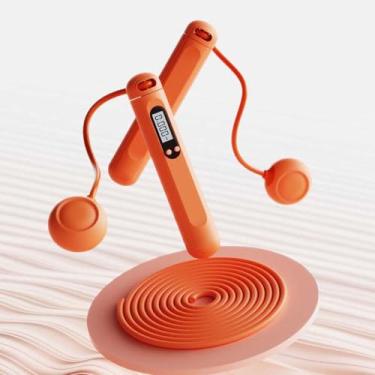 Imagem de Corda de pular sem fio com contador para fitness - Corda de pular inteligente ajustável para homens mulheres crianças ao ar livre Speed Boxing Crossfit Exercício Cardio (laranja)