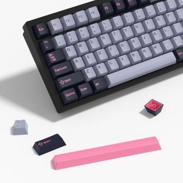 Imagem de KBDiy Conjunto de teclas 8008 PBT Double Shot, 174 teclas azul retrô personalizadas 60% cereja perfil teclas para teclado mecânico 61/64/68/84/87/100/104/108