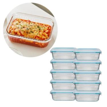 Imagem de 10Un Pote Canelado Hermético 640ML Vidro Trasparente/Resistente - Belo