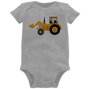 Imagem de Body Bebê Trator Pá Carregadeira Amarelo - Foca na Moda, Cinza, P