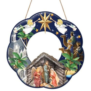 Imagem de Guirlandas de Natal da CANIPHA, Decoração de Natal com Suporte para Pendurar, Adequado para Presépio e Festas de Fim de Ano, Madeiras Coloridas