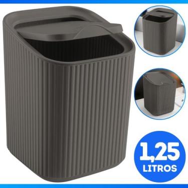 Imagem de Lixeira 1,25 Litros Pia Cozinha Tampa Bancada Banheiro Lavabo Moderno 