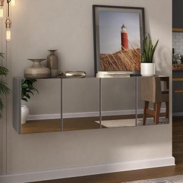 Imagem de Aparador Buffet Suspenso com Espelhos 4 Portas Multimóveis MP8005, Gra