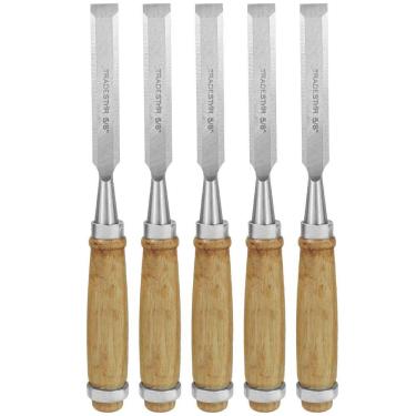 Imagem de Kit 5 Formão Madeira Corte Entalhe 5-8 Pol 16mm Tradestar