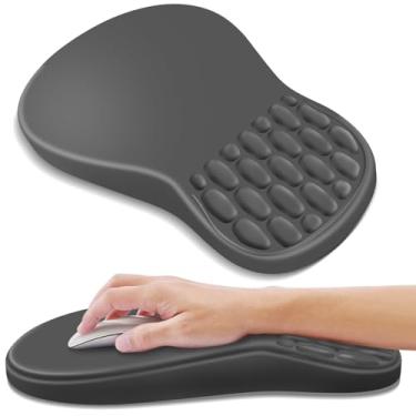 Imagem de YIWEI Mouse pad ergonômico com suporte para descanso de pulso, mousepad com descanso de pulso de espuma viscoelástica confortável e base de poliuretano antiderrapante para alívio da dor, computador
