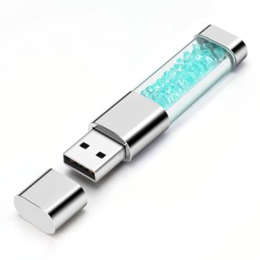 Imagem de BORLTER CLAMP Stick USB de 32 GB fofo pendrive USB em forma de cristal azul pen drive USB